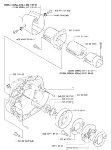 Clutch / Drum / Housing Diagram and Parts List for 335RJX 2006-05 Husqvarna Trimmer
