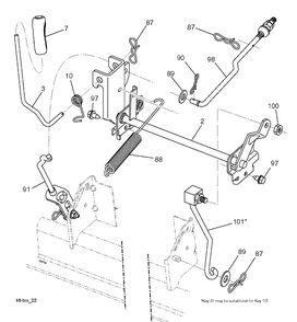 Mower Lift Lever Diagram and Parts List for YTH22V46 (96043010101)(2010-07) Husqvarna Lawn Tractor