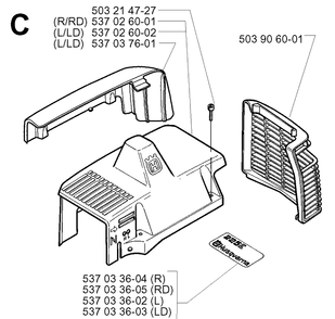 Cover Diagram and Parts List for 227RD 19993600001-20004000000 Husqvarna Brush Cutter