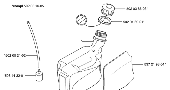 Fuel Tank Diagram and Parts List for 265RXEPA 2002-08 Husqvarna Brush Cutter