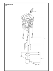 Cylinder Piston Diagram and Parts List for 240E (TRIOBRAKE)(20100100001-20102300000) Husqvarna Chainsaw
