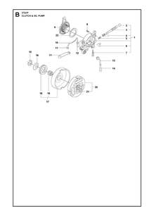 Clutch And Oil Pump 2 Diagram and Parts List for 372XP XPG Husqvarna Chainsaw
