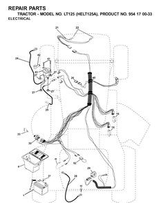 Electrical Diagram and Parts List for LT125 (HELT125A)(2001-01) Husqvarna Lawn Tractor