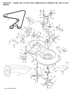 Mower Deck / Cutting Deck Diagram and Parts List for CTH150 (96061018101)(2008-07) Husqvarna Lawn Tractor