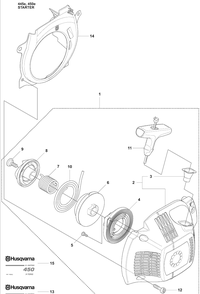 Starter Diagram and Parts List for 450E 2009-02 Husqvarna Chainsaw