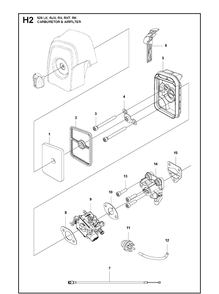 Carburetor Air Filter Diagram and Parts List for 525LK 2013-03 Husqvarna Brush Cutter