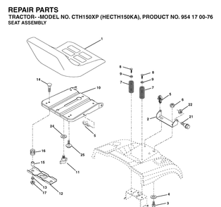Seat Diagram and Parts List for CTH150XP (HECTH150KA)(2003-01) Husqvarna Lawn Tractor