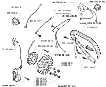 Ignition/Flywheel Diagram and Parts List for 362EPA 1999-05 Husqvarna Chainsaw