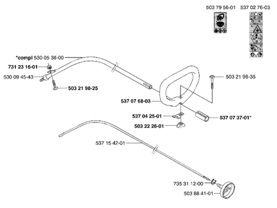 C Handle / Shaft Diagram and Parts List for 326L 2002-02 Husqvarna Trimmer