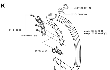 Handle 2 Diagram and Parts List for 357XP 20041800001-20050600000 Husqvarna Chainsaw