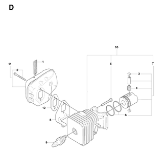 Cylinder, Piston And Muffler Diagram and Parts List for 326HD60 (X-SERIES)(20090900001-Current) Husqvarna Hedge Trimmer