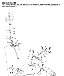 Steering Diagram and Parts List for YTH1848XP (954567260)(2003-06) Husqvarna Lawn Tractor
