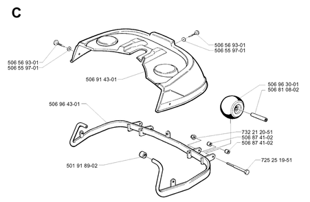 Protection Frame Diagram and Parts List for R11 2001-01 Husqvarna Lawn Tractor