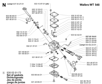 Carburetor Details Diagram and Parts List for 227L 2000-10 Husqvarna Trimmer