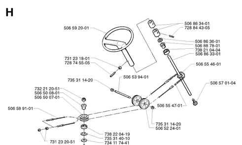 Steering Diagram and Parts List for PR15 2002-02 Husqvarna Lawn Mower