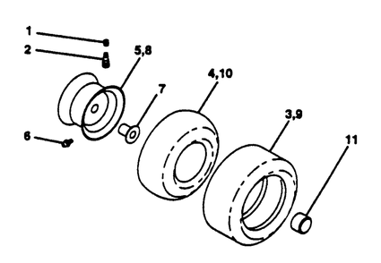 Wheels And Tires Diagram and Parts List for LT125 (954002711-B)(1995-01) Husqvarna Lawn Tractor