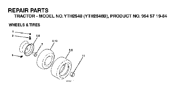 Wheels And Tires Diagram and Parts List for YTH2548B (954571984)(2004-06) Husqvarna Lawn Tractor