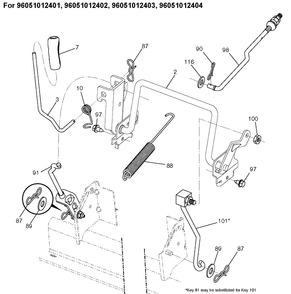 Mower Lift / Deck Lift 2 Diagram and Parts List for TC138  Husqvarna Lawn Tractor
