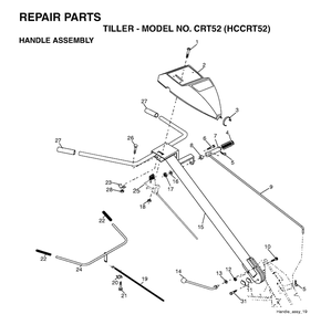 Handle And Controls Diagram and Parts List for CRT52 (HCCRT52)(1997-01) Husqvarna Cultivator