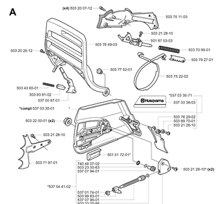 Chain Brake Diagram and Parts List for 365 20051800001-20070900000 Husqvarna Chainsaw