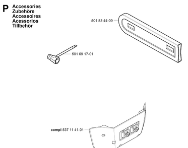 Accessories Diagram and Parts List for 338XPT 20031800001-20034400000 Husqvarna Chainsaw