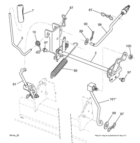 Mower Lift Diagram and Parts List for YTH22V42 (917289620)(2010-05) Husqvarna Lawn Mower