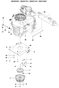Engine Plate Diagram and Parts List for PZ6034FX (966516801)(2009-09) Husqvarna Lawn Mower