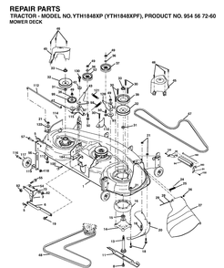 Mower Deck / Cutting Deck Diagram and Parts List for YTH1848XP (954567260)(2003-06) Husqvarna Lawn Tractor