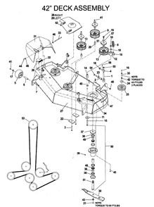 42inch Cutting Deck Diagram and Parts List for IZ5223 (968999526)(2006-08) Husqvarna Lawn Mower