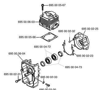Cylinder And Crankcase Diagram and Parts List for 155BT (WR07-8-98)(1998-10) Husqvarna Leaf Blower / Vacuum