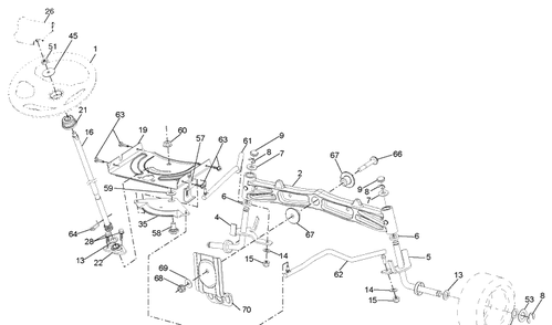 Steering Assembly Diagram and Parts List for YTH2348 (917289570)(2010-04) Husqvarna Lawn Mower