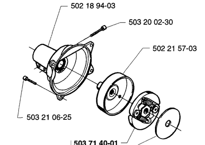 Clutch Assembly Diagram and Parts List for 225LD 1997-02 Husqvarna Brush Cutter