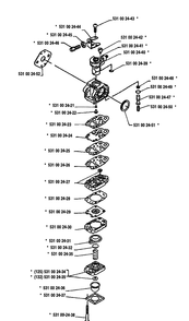 Carburetor Parts Diagram and Parts List for 125LD 1991-11 Husqvarna Trimmer