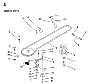 Drive Diagram and Parts List for LT125 1998-02 Husqvarna Lawn Tractor