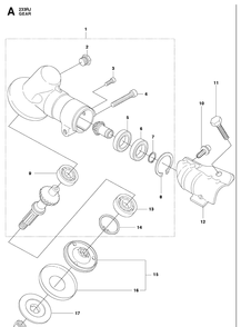 Bevel Gear Diagram and Parts List for 233RJ 20090100001-20112700000 Husqvarna Brush Cutter