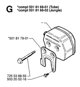 Muffler 3 Diagram and Parts List for 288 19974900001-20000600000 Husqvarna Chainsaw