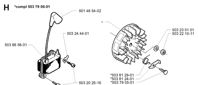 Ignition System Diagram and Parts List for 235P 19970500001-Current Husqvarna Pole Saw