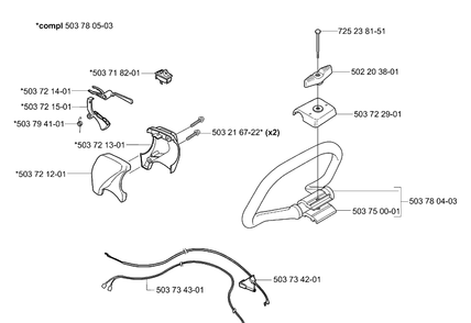 Throttle Control Diagram and Parts List for 232L 2006-01 Husqvarna Trimmer