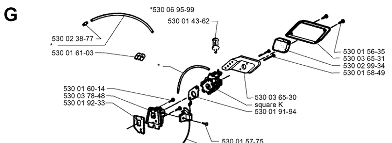 Carburetor And Air Filter Diagram and Parts List for 18H 19960900001-Current Husqvarna Hedge Trimmer
