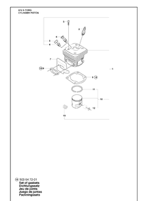 Cylinder Piston Diagram and Parts List for 372 (X-TORQ)(2010-04) Husqvarna Chainsaw