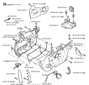 Crankcase Diagram and Parts List for 351 20012200001-Current Husqvarna Chainsaw