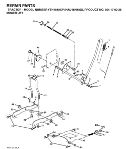 Mower Lift / Deck Lift Diagram and Parts List for YTH1848XP (HAU18H48G)(2004-09) Husqvarna Lawn Tractor