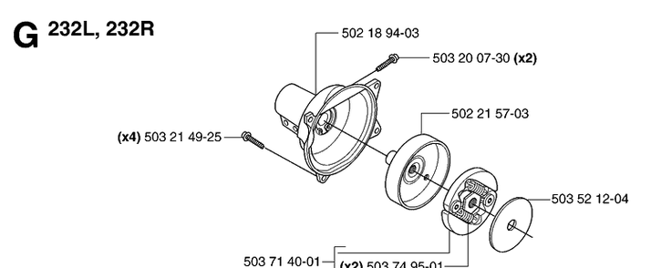 Clutch Diagram and Parts List for 235FR 20070100001-20091800000 Husqvarna Brush Cutter