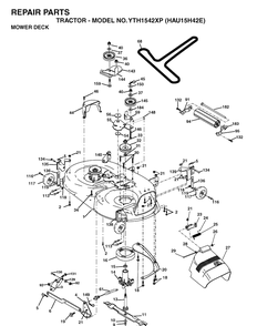 Mower Deck / Cutting Deck Diagram and Parts List for YTH1542XP (HAU15H42E)(2004-01) Husqvarna Lawn Tractor
