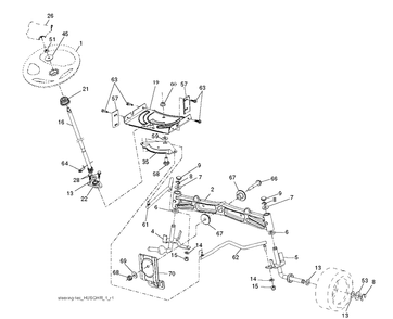 Steering Diagram and Parts List for YTH21K46 (96043012300)(2010 - 11) Husqvarna Lawn Tractor