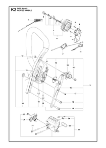 Handle Heated Diagram and Parts List for 545-545G Mark II Husqvarna Chainsaw