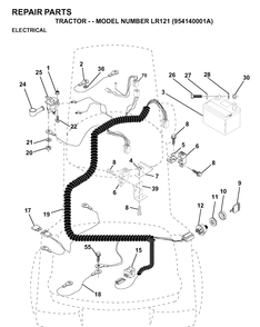 Electrical Diagram and Parts List for LR121 (954140001A)(1997-01) Husqvarna Lawn Tractor