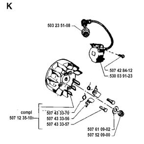 Ignition System Diagram and Parts List for 35 19902200001 & Above Husqvarna Chainsaw