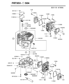 Cylinder And Crankcase Diagram and Parts List for FR730V-ES04 2018-11 Husqvarna Engine