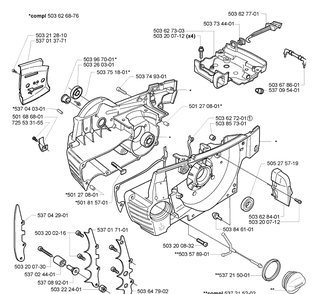Crankcase Diagram and Parts List for 362XP 2005-05 Husqvarna Chainsaw